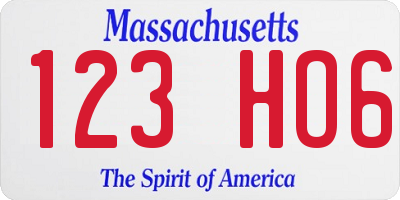 MA license plate 123HO6