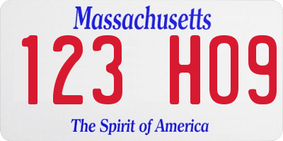 MA license plate 123HO9