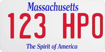 MA license plate 123HP0