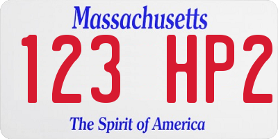 MA license plate 123HP2
