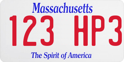 MA license plate 123HP3