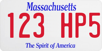 MA license plate 123HP5