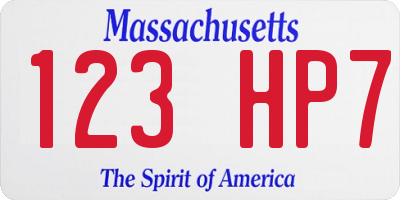 MA license plate 123HP7