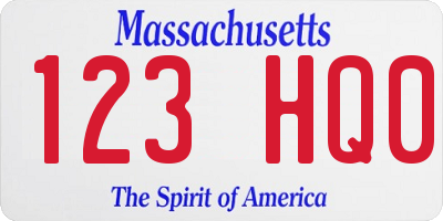 MA license plate 123HQ0