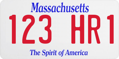 MA license plate 123HR1