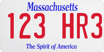 MA license plate 123HR3
