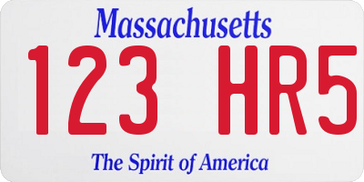 MA license plate 123HR5