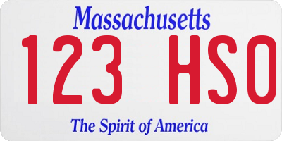 MA license plate 123HS0