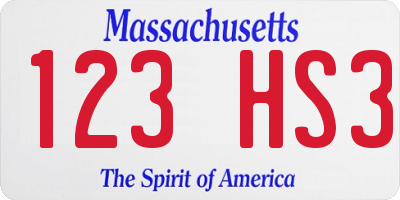 MA license plate 123HS3