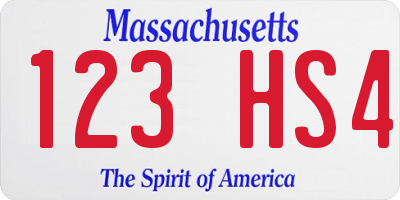 MA license plate 123HS4
