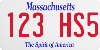 MA license plate 123HS5