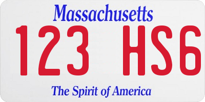 MA license plate 123HS6