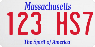 MA license plate 123HS7