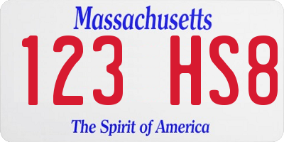 MA license plate 123HS8
