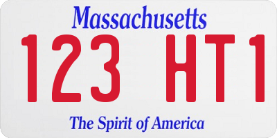 MA license plate 123HT1