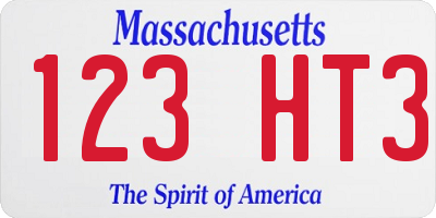 MA license plate 123HT3