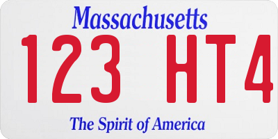 MA license plate 123HT4