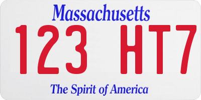 MA license plate 123HT7