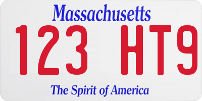MA license plate 123HT9