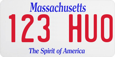 MA license plate 123HU0
