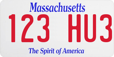MA license plate 123HU3