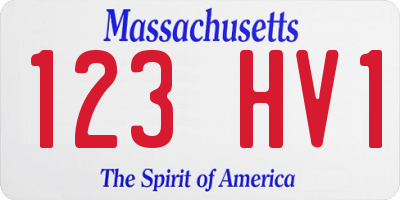 MA license plate 123HV1