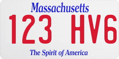 MA license plate 123HV6