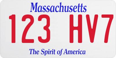 MA license plate 123HV7