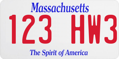 MA license plate 123HW3