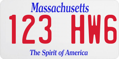 MA license plate 123HW6