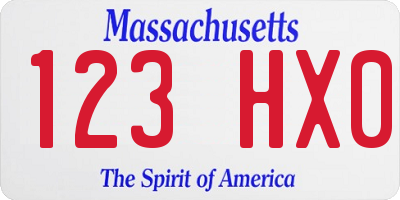MA license plate 123HX0