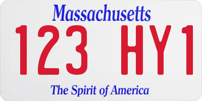 MA license plate 123HY1