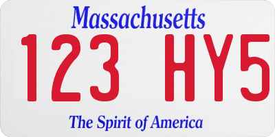 MA license plate 123HY5