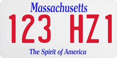MA license plate 123HZ1