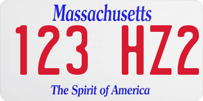 MA license plate 123HZ2