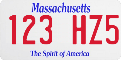 MA license plate 123HZ5