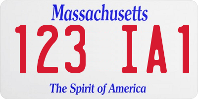 MA license plate 123IA1