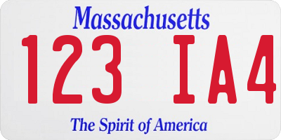 MA license plate 123IA4