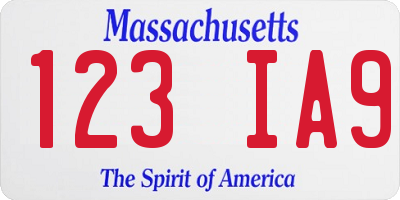 MA license plate 123IA9