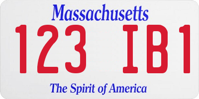 MA license plate 123IB1