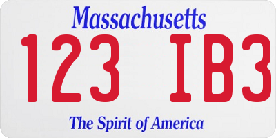 MA license plate 123IB3
