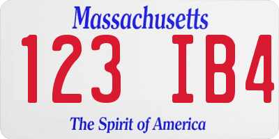MA license plate 123IB4