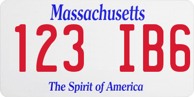 MA license plate 123IB6