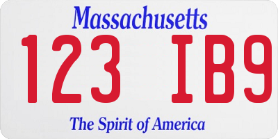 MA license plate 123IB9