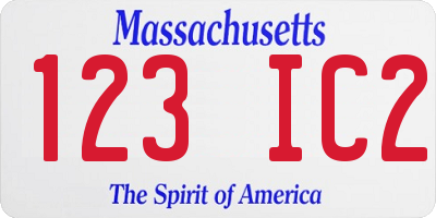 MA license plate 123IC2