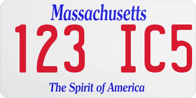 MA license plate 123IC5