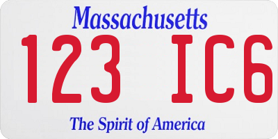 MA license plate 123IC6