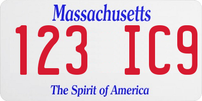 MA license plate 123IC9
