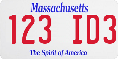 MA license plate 123ID3