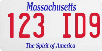 MA license plate 123ID9